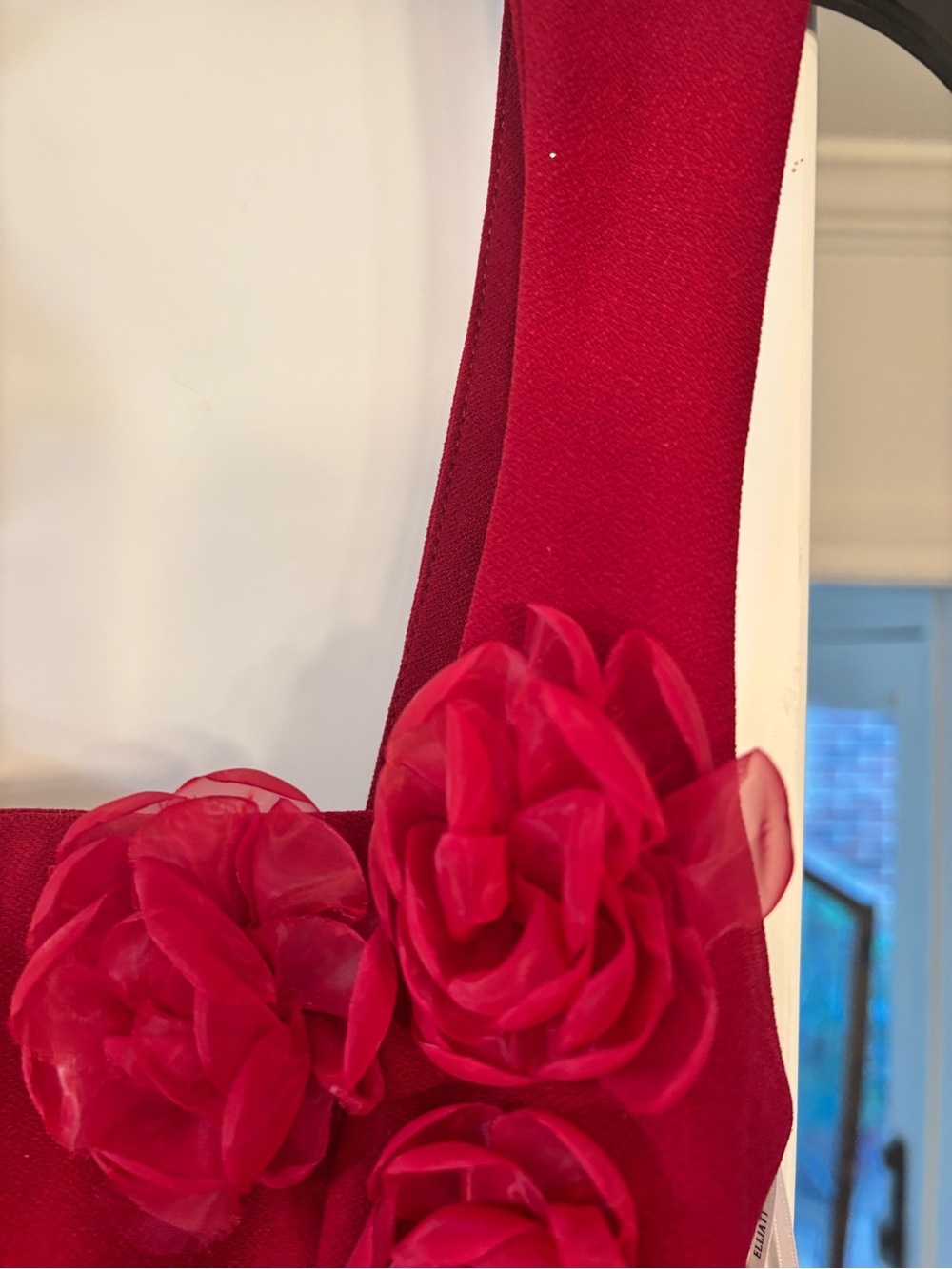 new Elliatt Evanora high-low floral rosette gown in Berry red - Picture 7 of 8